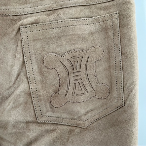 CELINE Suede Lamb Skin Bell Bottom Pants Size 30” - Picture 5 of 7